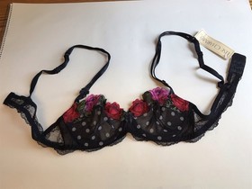 Vintage Lise Charnel French Lingiere Bra Paris Glamour No Noir 32B