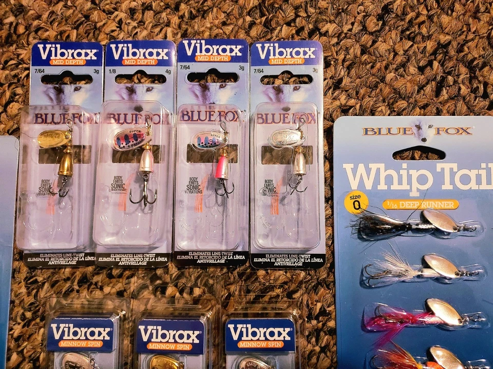 Blue Fox Vibrax гольян спин вспышки кнут хвост спиннеры рыболовная приманка лот - 17 приманок - Изображение 2 из 3