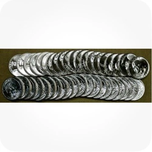 Roll of 40 Choice to GEM BU 1954-D Washington 90% Silver Quarters