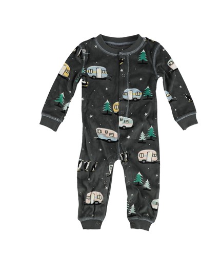 P.J. Salvage Boys Penguin, Trees, Campers Pajama Footies, Grey, Infant, 9-12 mos