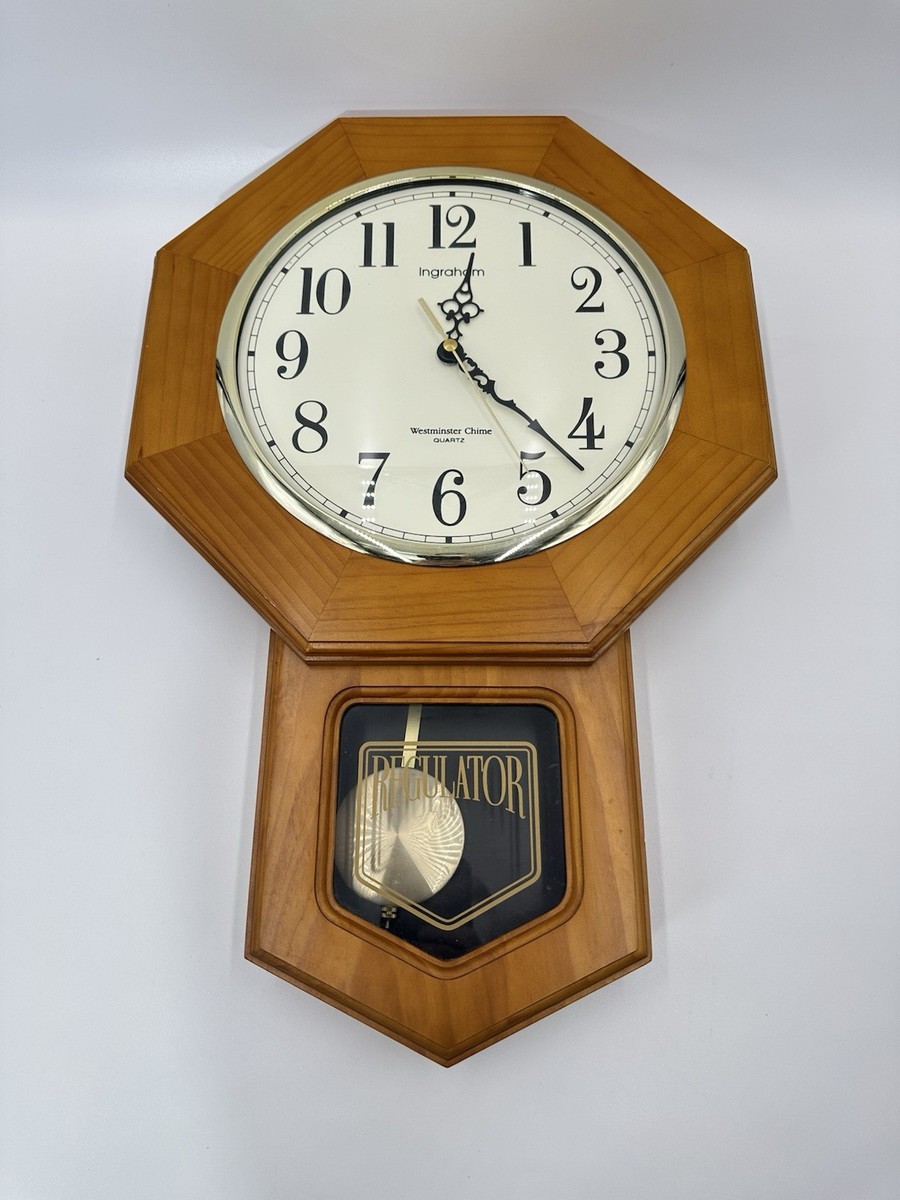 Vintage Octagon Pendulum Wall Clock D A Quartz Wood Wooden Westminster  Chime