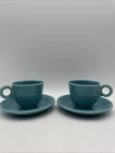 Vintage Homer Laughlin Fiestaware Medium Turquoise Cup & Saucer Set (Pair)