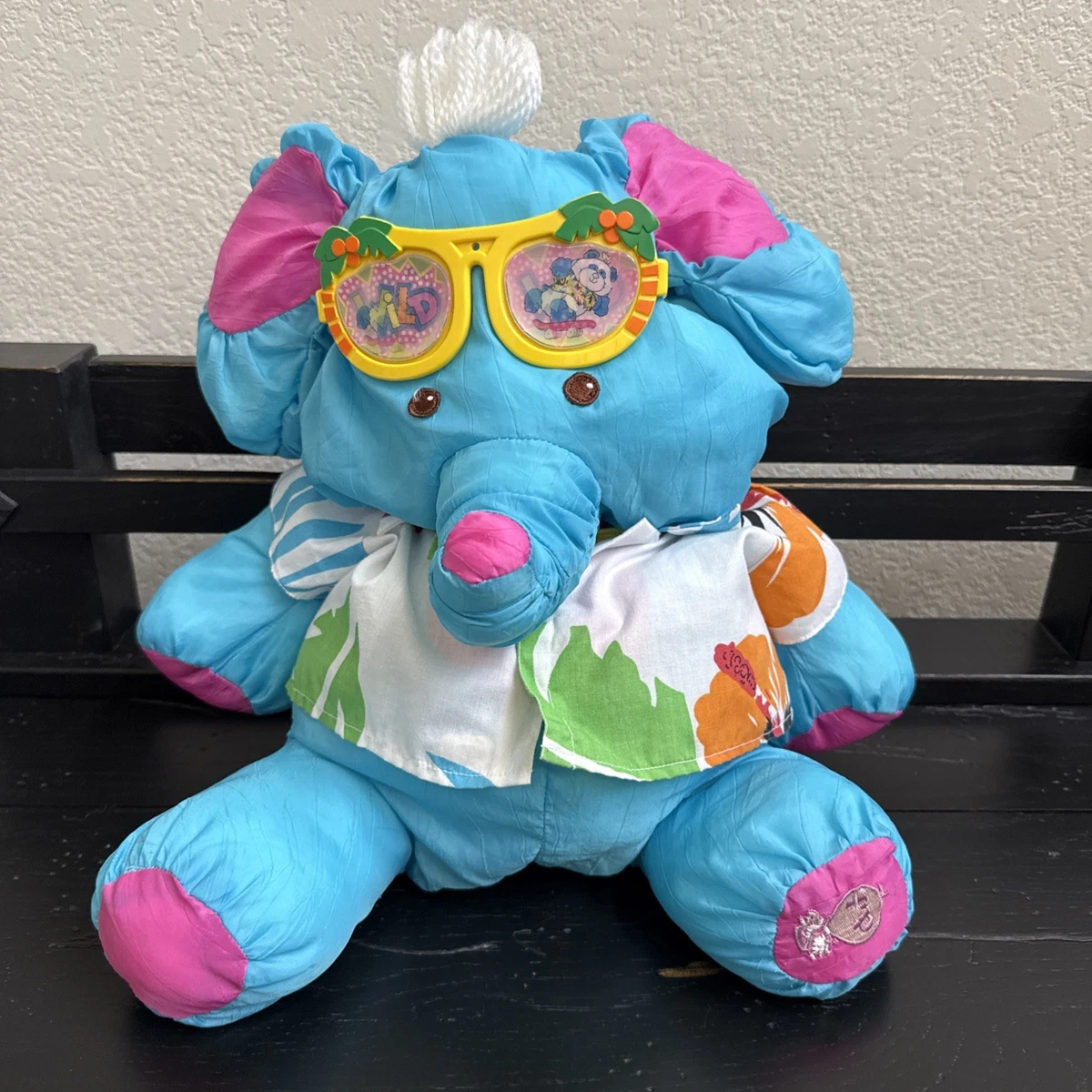 Peluche Puffalump éléphant vert rose en toile BIKIN