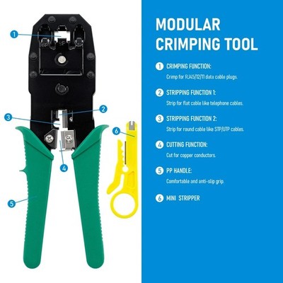 RJ45 Crimper RJ11 Crimping Tool Ethernet Network LAN Cable Cutter Stripper Plier