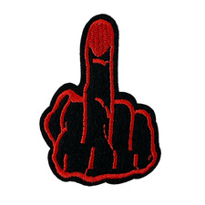 Gothic Goth Horror Punk Retro Red Black Middle Finger Embroidered Iron On Patch