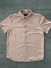 BYLT Men's Seersucker Button Down Short Sleeve - Size L Large - Light Mauve
