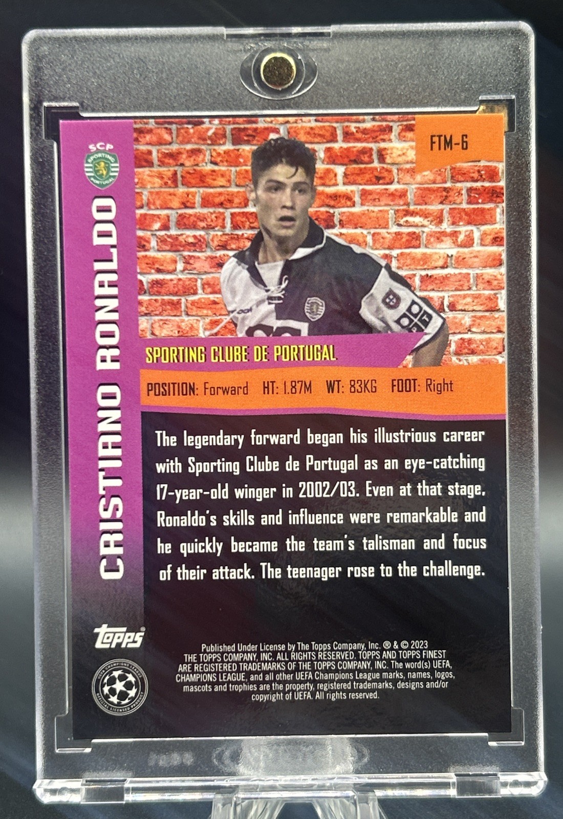 2022 Topps Finest UCC Cristiano Ronaldo The Man Purple SSP GOAT /299 view 2