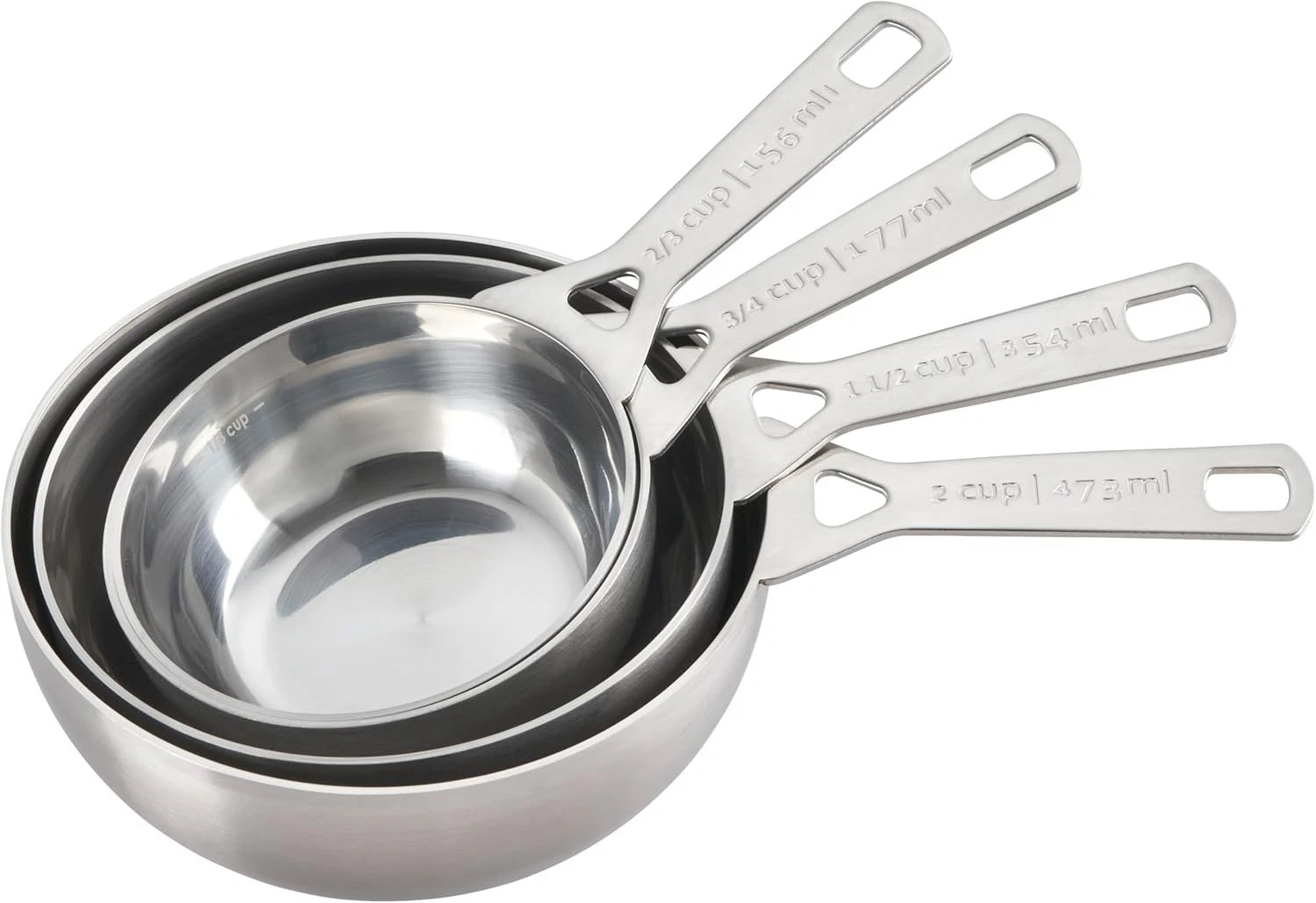 Batch-Baking Measuring Cups Stainless Steel Set of 4 2/3 & 3/4 & 1.5 & 2 cups)