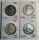 Lot of (4) Benjamin Franklin 90% Silver (2) 1960 D, (1) 1961 (2) 1963