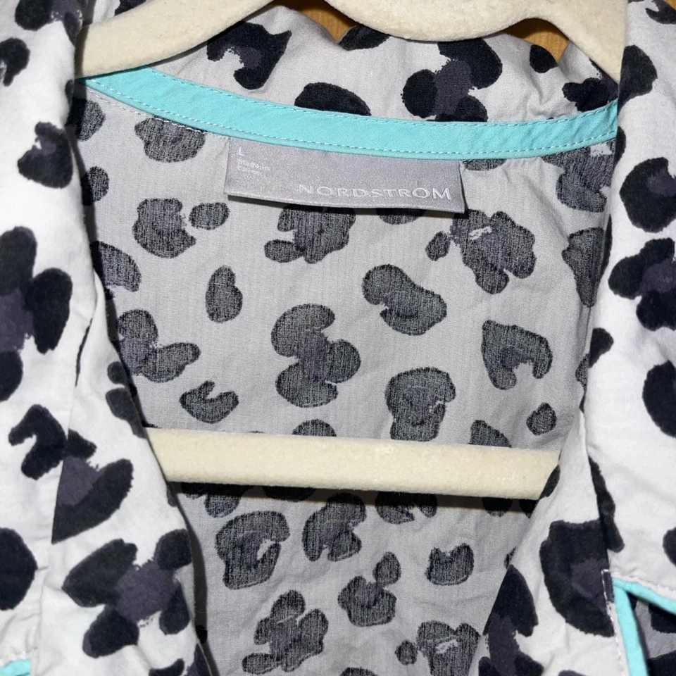 Nordstrom Womens Pajama Set Size Large Gray Animal Print Casual Pure Cotton - Image 3 of 4