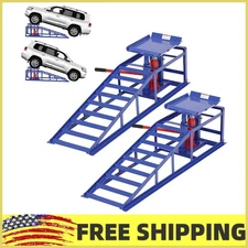 2PC Hydraulic Car Ramps,10000Lb Low Profile Portable Car Lift Ramp 9.4" -13.34"