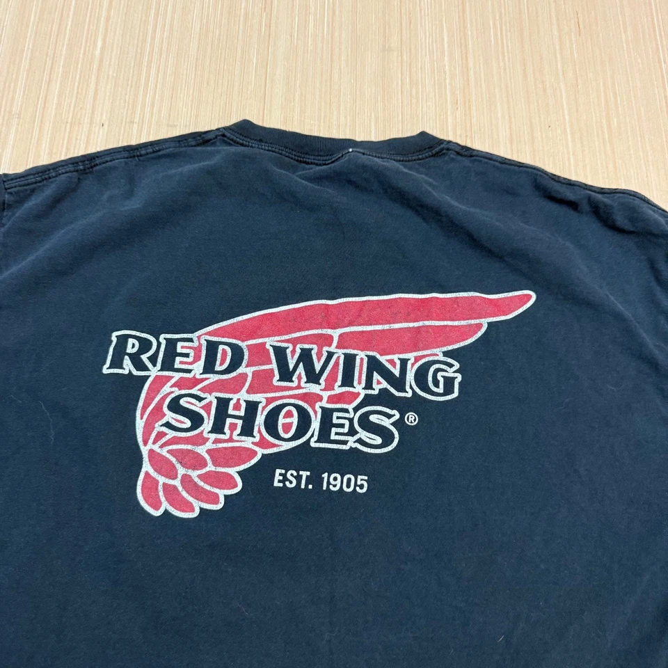 复古 Red Wing 靴子鞋 T 恤大号男式工作服徽标 — 第 2/4 张图片
