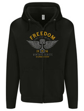 Freedom Vintage Motorcycle Motorbike Biker Mens Zip Up Hoodie
