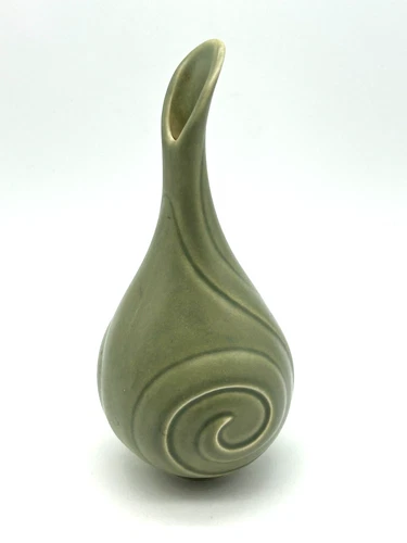 Rookwood Pottery Swirl Bud Vase 10106-D ~ Matte Green ~ 6" Tall ~ 2015