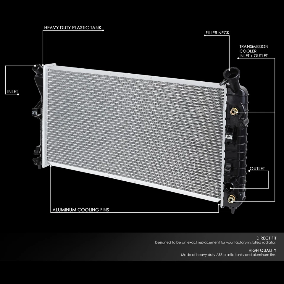 PARA 00-05 BUICK CENTURY/CHEVY IMPALA NO RADIADOR DE REFRIGERAÇÃO DE NÚCLEO DE ALUMÍNIO DPI 2343 - Imagem 2 de 4
