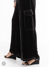 EUC JOHNNY WAS 1X ZATIMA BLACK SILK VELVET CARGO PANTS WIDE LEG RETAIL 318