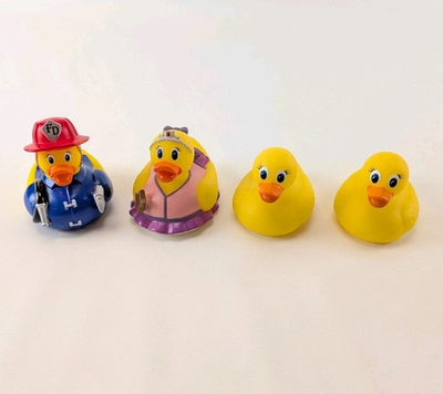 #ad #ad Lot of 4 Munchkin White Hot Safety Bath Ducks Princess Fireman Character $16.90