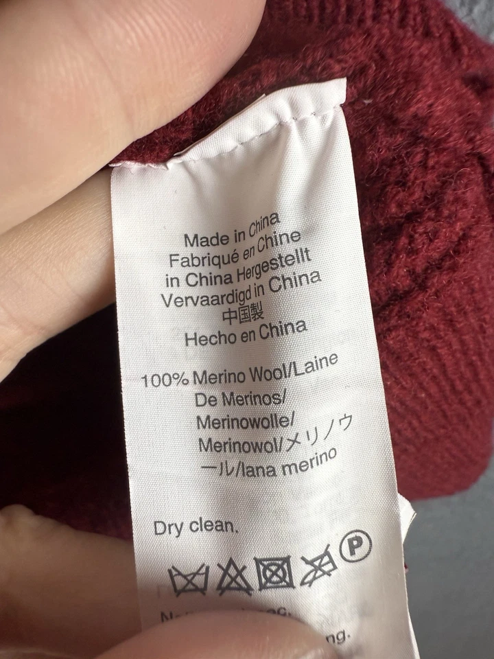 Vestido Suéter Madewell Midi Mujer Talla L Borgoña Lana Merino Grueso Acanalado Tejido Foto 3 de 4