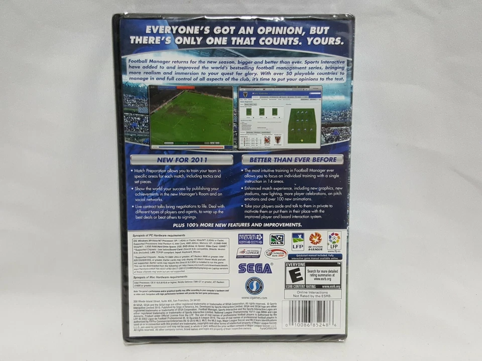NEW Football Manager 2011 PC DVD Game SEALED soccer futbol management US - Read - Image 2 of 4