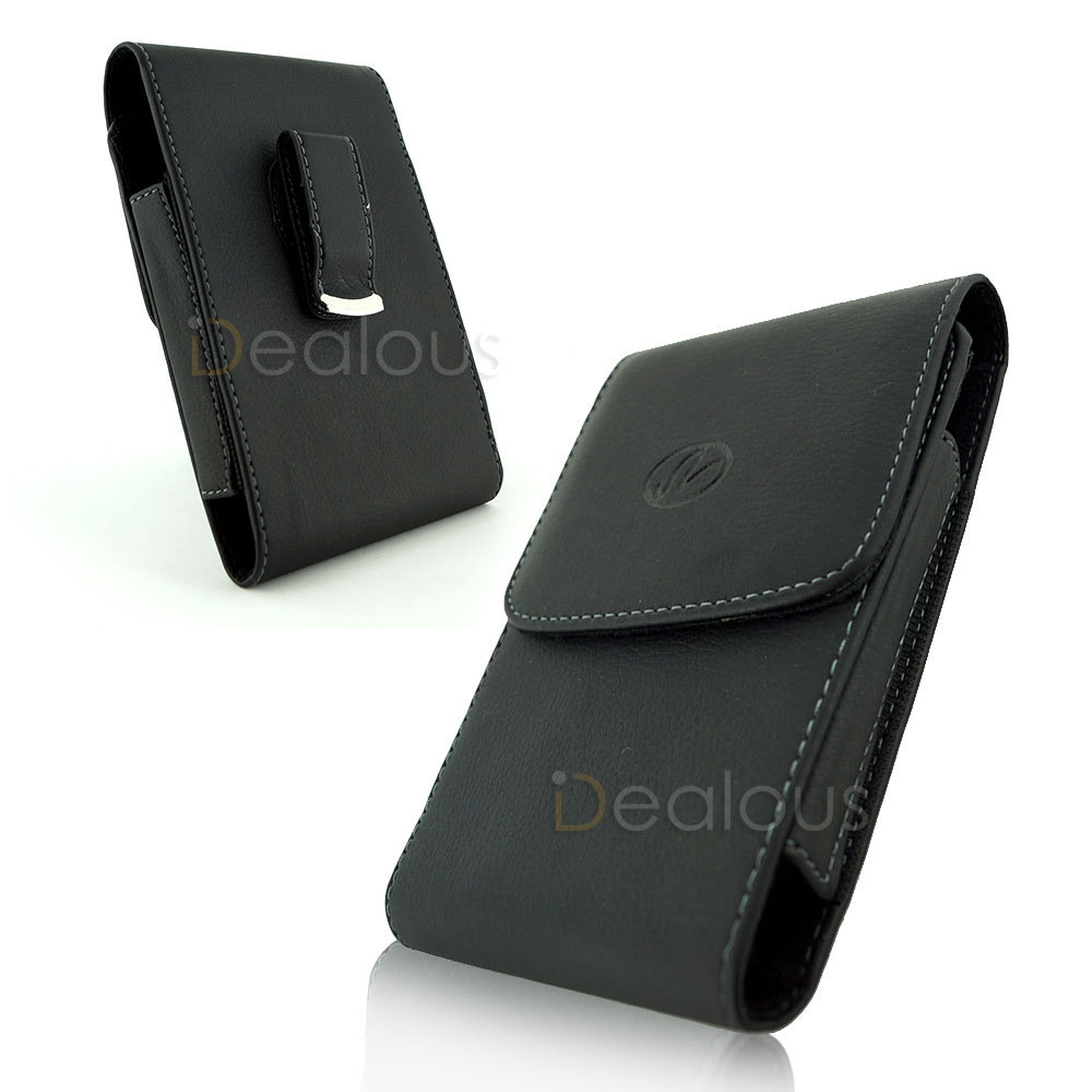 iPhone 12 Pro Max Premium Black Leather Pouch Case Belt Clip w