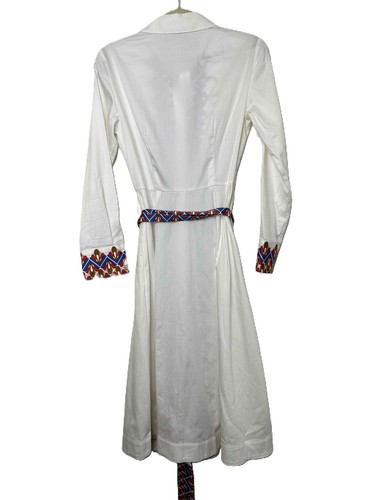 Boden Kleid Damen Größe 4P Weiß Shirt Blumenmuster Langarm Gürtel - Bild 11 von 11