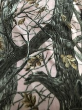 Winter Camo Pink Camouflage Tree Leaf Fleece Fabric Print by the Yard