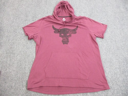 Under Armour Sweater Mens 3XL XXXL Red Project Rock Hoodie Cut Off Sweatshirt