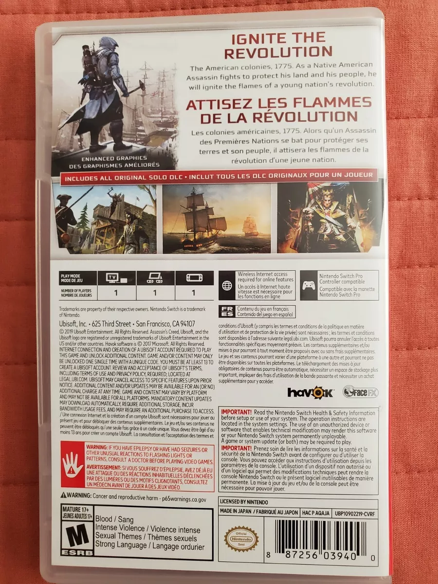  Assassin's Creed III Remastered + Assassin's Creed Liberation  Remastered NSW (Nintendo Switch) : Video Games