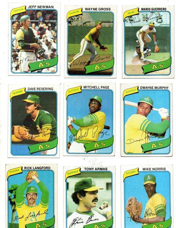 (25) N/M 1980 Topps Oakland A's Collection. All Different. Half Price Sale!