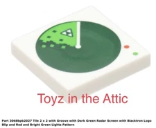 Lego 1x 3069bpb2027 White Tile 2 x 2 with Groove with Dark Green Radar 10497