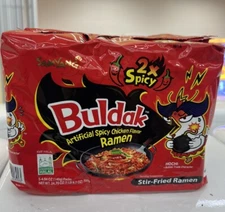 2 Bag Samyang Buldak 2x Spicy Ramen, Korean Hot Chicken, Stir-Fried Noodle