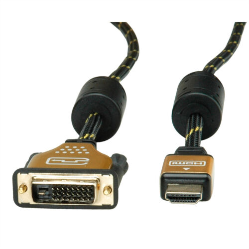 Monitorkabel Gold DVI-HDMI, Stecker-Stecker, (24+1) dual link, 5 m - Bild 1 von 4
