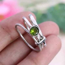 925 Silver Ring / Green Peridot / Handmade Ring / Statement Ring /All Size SB-86