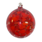 Vtg Red Speckled Swirl Blown Art Glass Christmas  Ball Ornament Handmade Estate — photo 5
