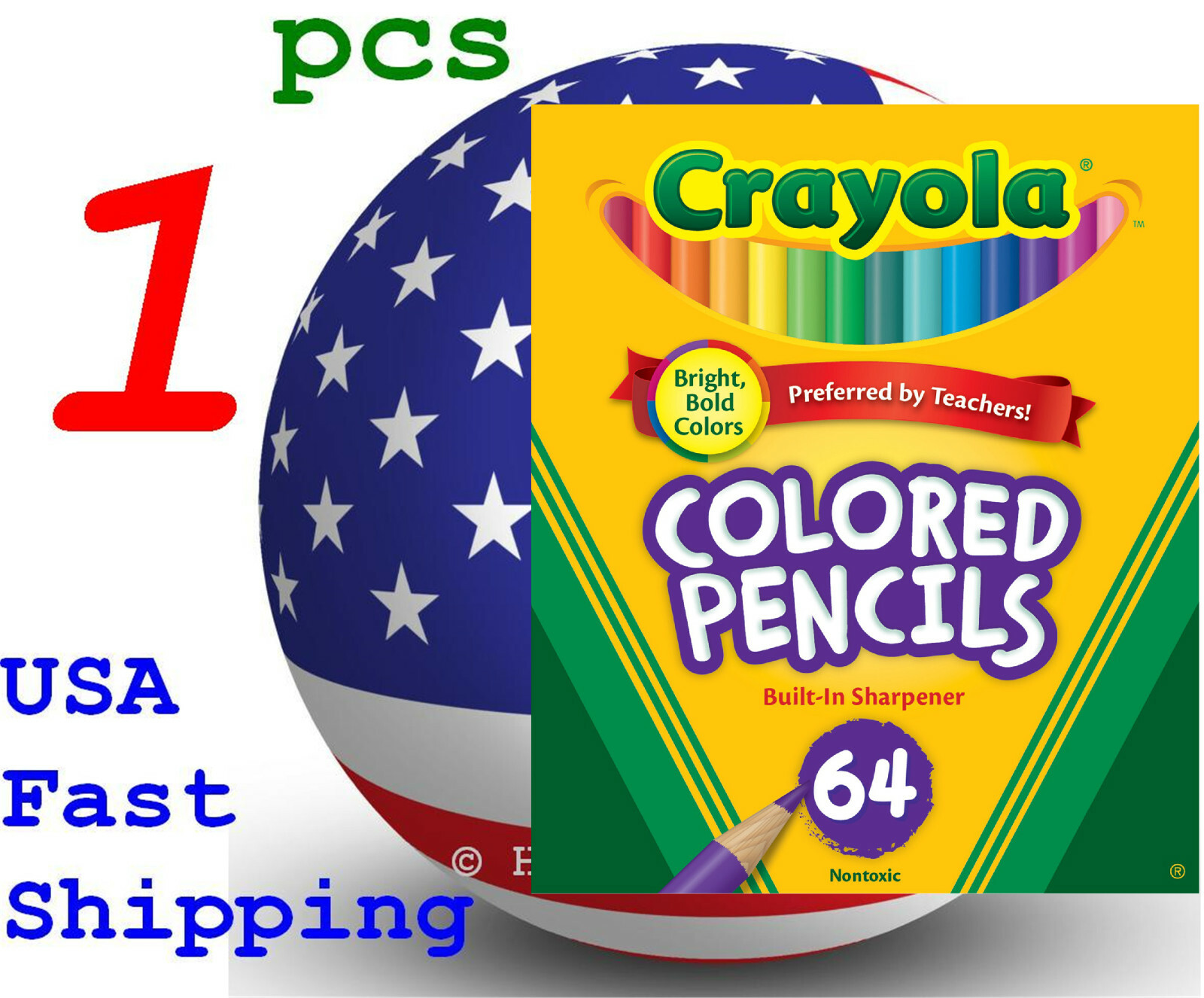 1 X Crayola Short Colored Pencil Set 64 Box 718360 Build in 
