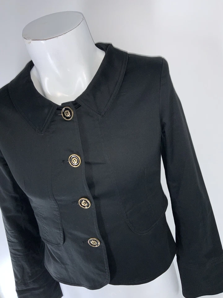 Vertigo Paris Blazer Jacket Women’s M Black Cotton Stretch Long Sleeve YGI T2-45 Foto 3 de 4