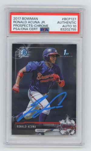 Ronald Acuna Jr 2017 Bowman Chrome #BCP-127 1st Rookie Signed 10 Auto PSA DNA
