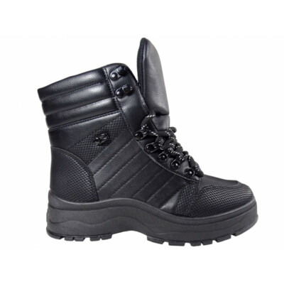 Schwarzes isoliertes Winterstiefel-Öko-Leder für Damen