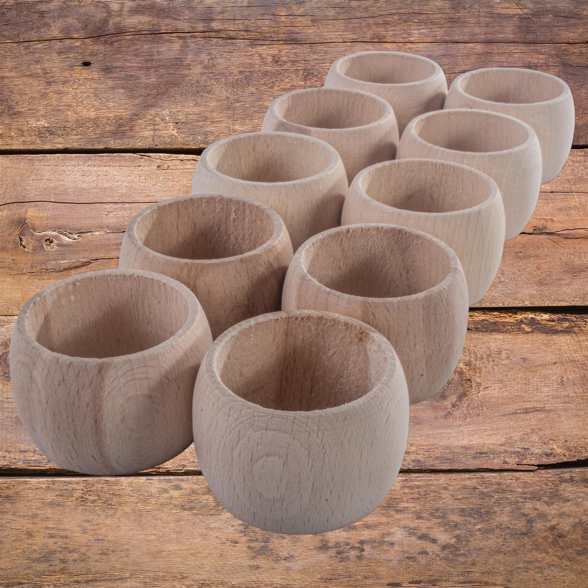 Wooden Napkin Rings Round Serviette Holders Party Dinner Tabletop