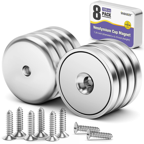 8Pack round Base Cup Magnet 100LBS Strong Rare Earth Magnet Heavy Duty - Picture 8 of 11