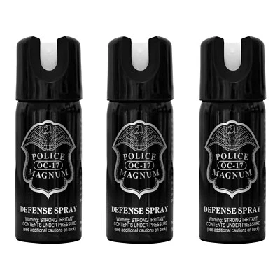 3 PACK Police Magnum 2oz GID Safety Lock Pepper Spray Self Defense Protection