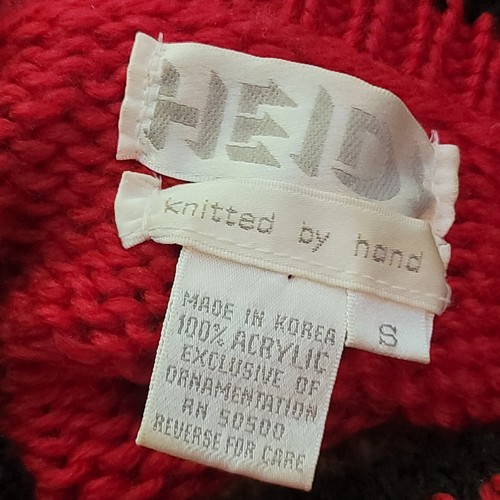 Suéter de Navidad tejido a mano vintage años 80 Heidi para mujer talla S oso grueso lazo 3D - Imagen 7 de 8