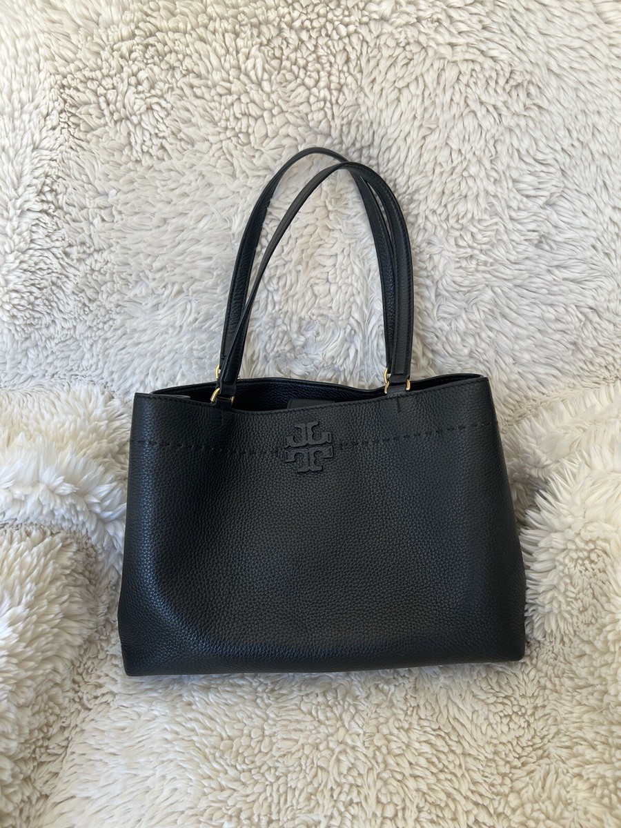 Tory Burch Mcgraw Large Leather Hobo Tote Bag, Black  display picture 1