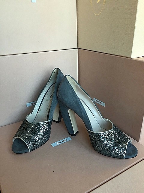 gray glitter heels