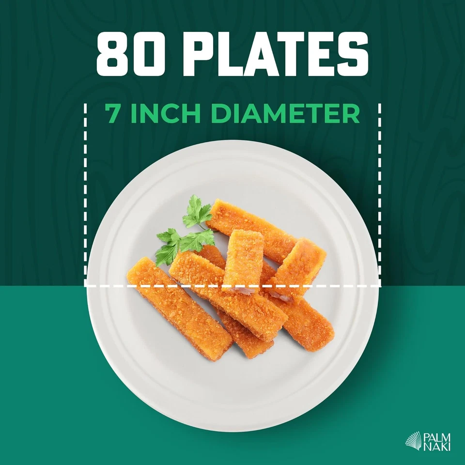 Placas de papel de alta resistencia de 7" | 100 % compostables y biodegradables | Hechas de azúcar Foto 3 de 4