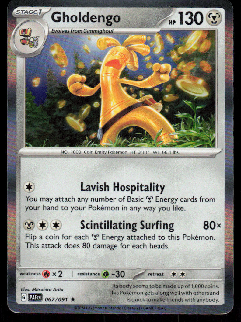 Gholdengo 067/091 Holo Rare Pokemon Paldean Fates LP