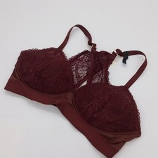 Aerie Bra Womens 36D Real Power Wireless Push Up Paisley Lace Bra Royal Berry