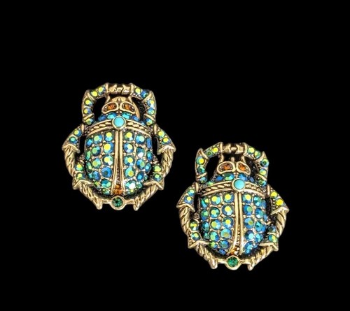 Heidi Daus "Love Bug" Crystal Stud Earrings-Pierced Omega Back-NWT