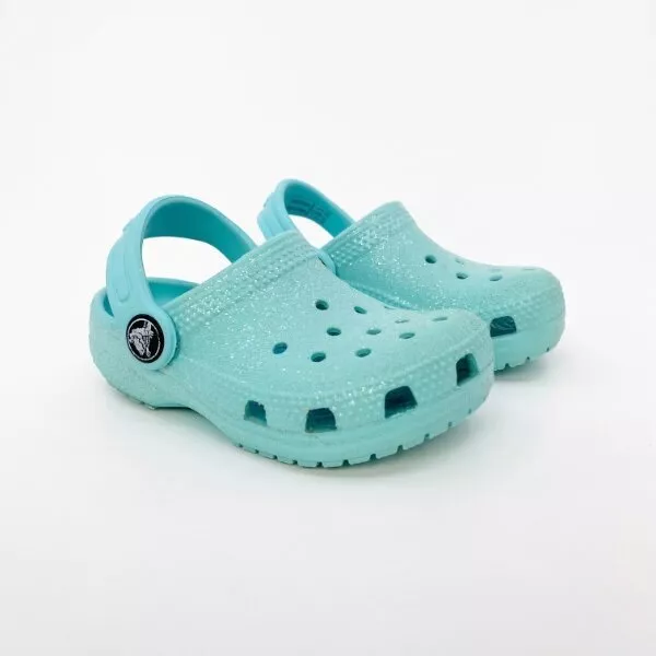 Blue hotsell glitter crocs