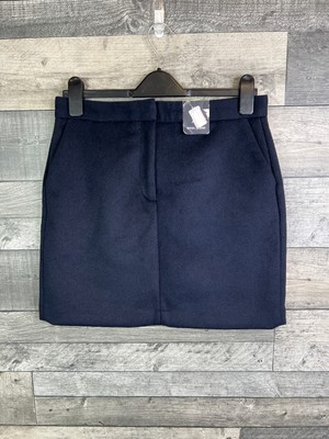 M&S Collection Minirock Gr. UK 12 Marine Wollmischung Smart Büro Arbeit Formell